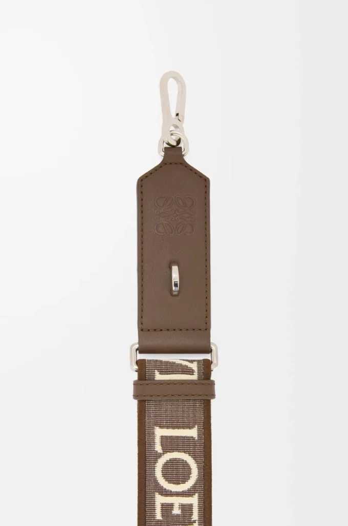 Bracelet Anagram en jacquard et cuir de veau Dark Cigar