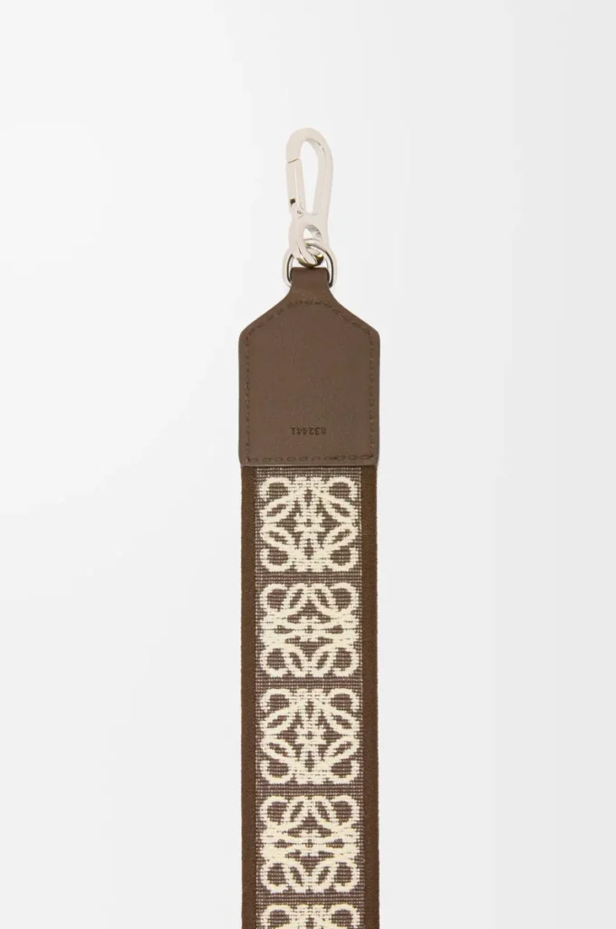 Bracelet Anagram en jacquard et cuir de veau Dark Cigar