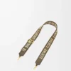 Bracelet Anagram en jacquard et cuir de veau Dark Khaki