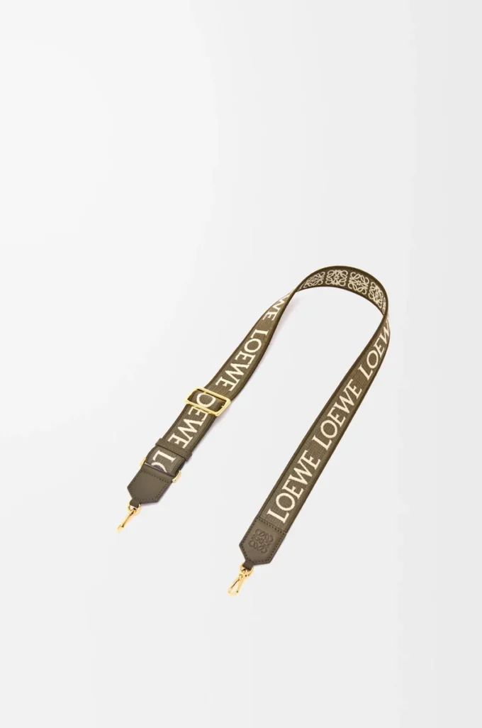Bracelet Anagram en jacquard et cuir de veau Dark Khaki