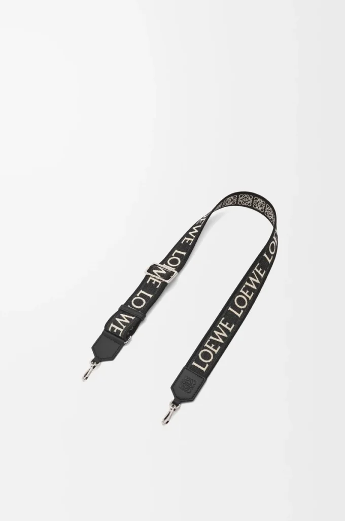 Bracelet Anagram en jacquard et cuir de veau noir