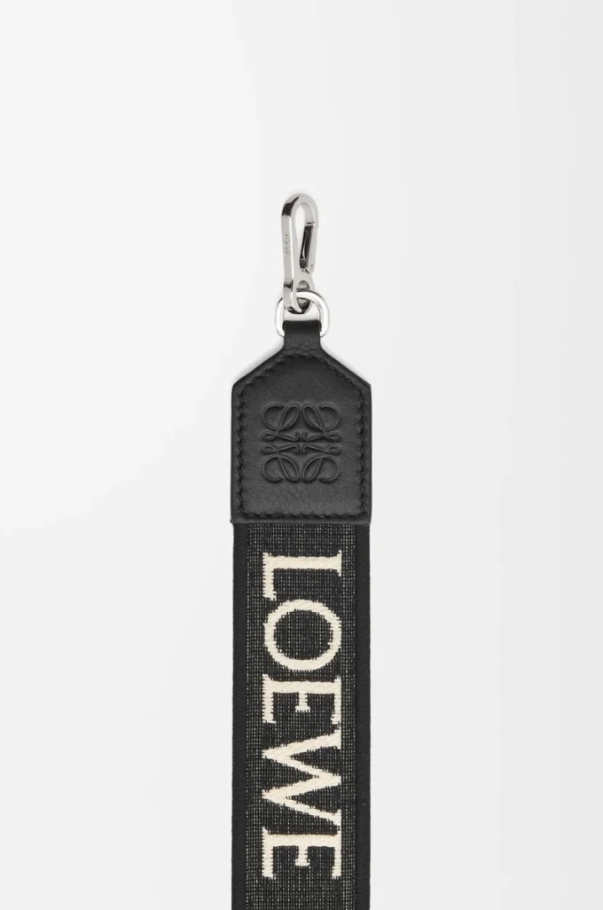 Bracelet Anagram en jacquard et cuir de veau noir