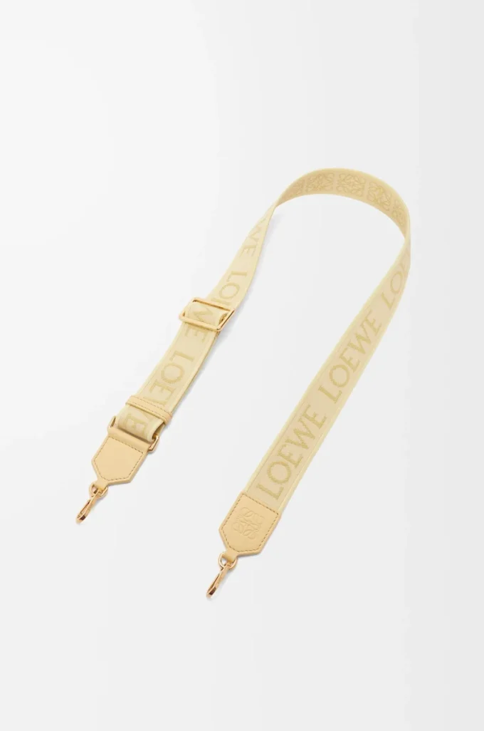 Bracelet Anagram en jacquard et cuir de veau Vanilla