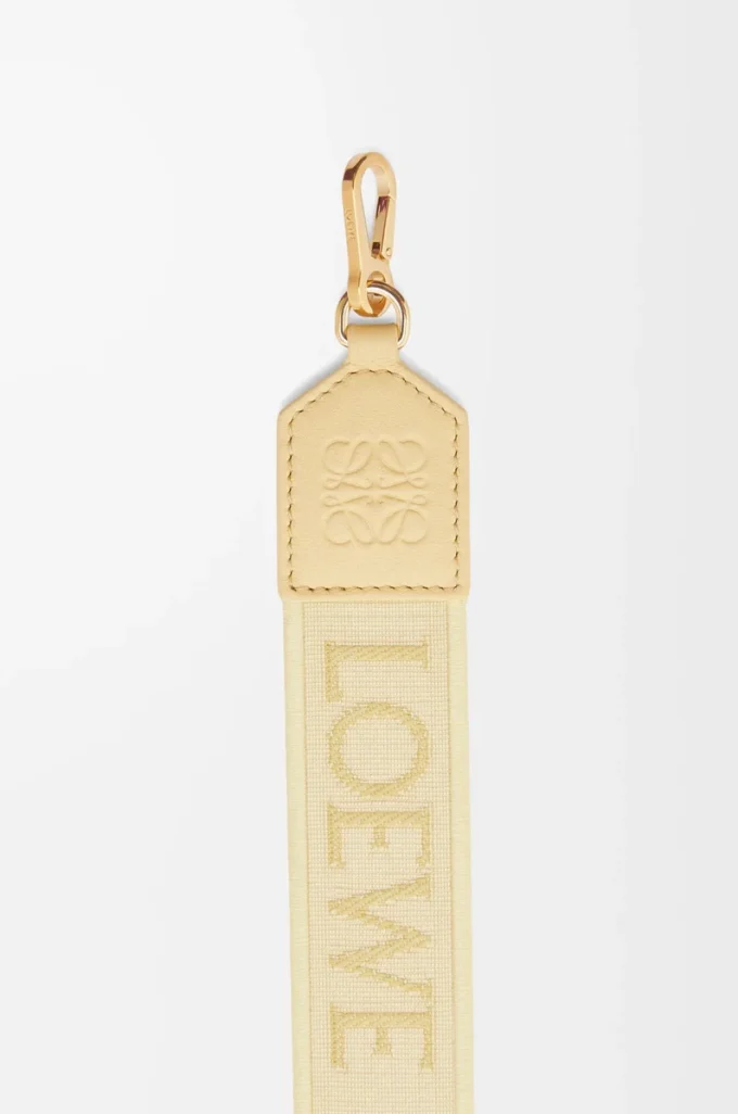 Bracelet Anagram en jacquard et cuir de veau Vanilla