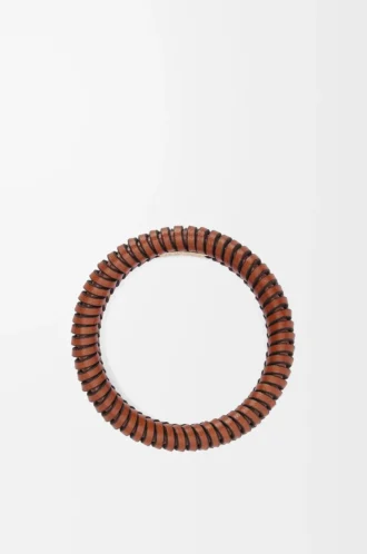 Bracelet entrelacé en cuir de veau classique Tan