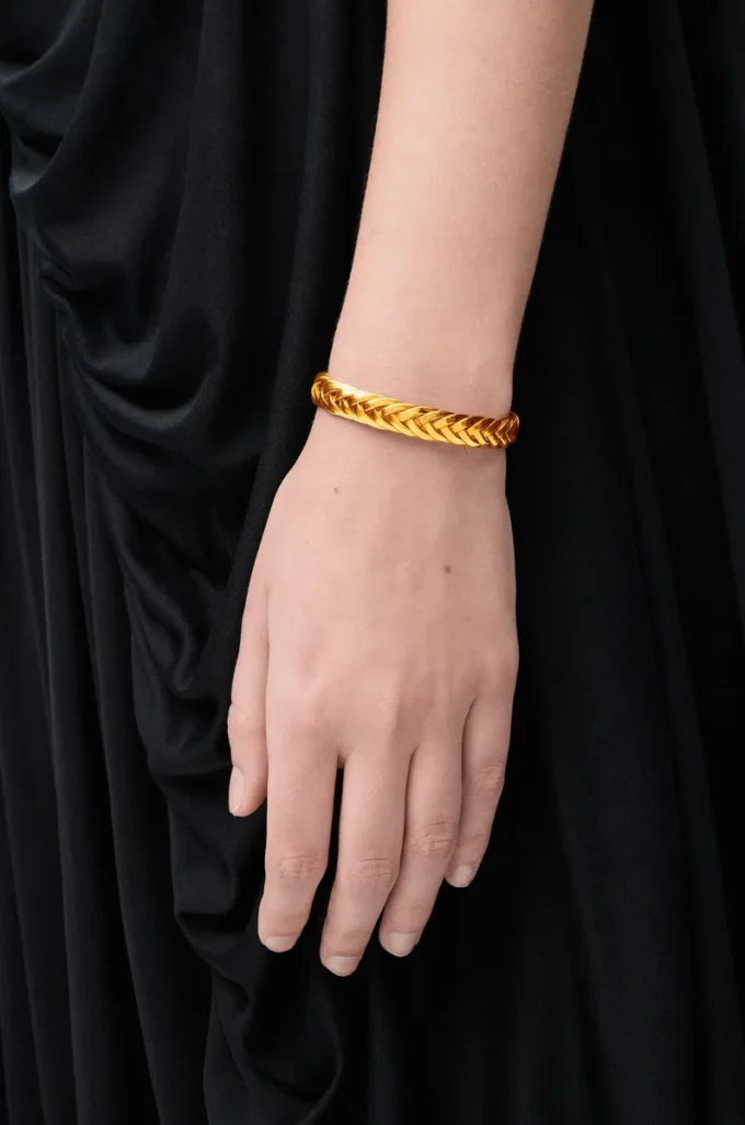 Bracelet fin tressé en argent sterling doré