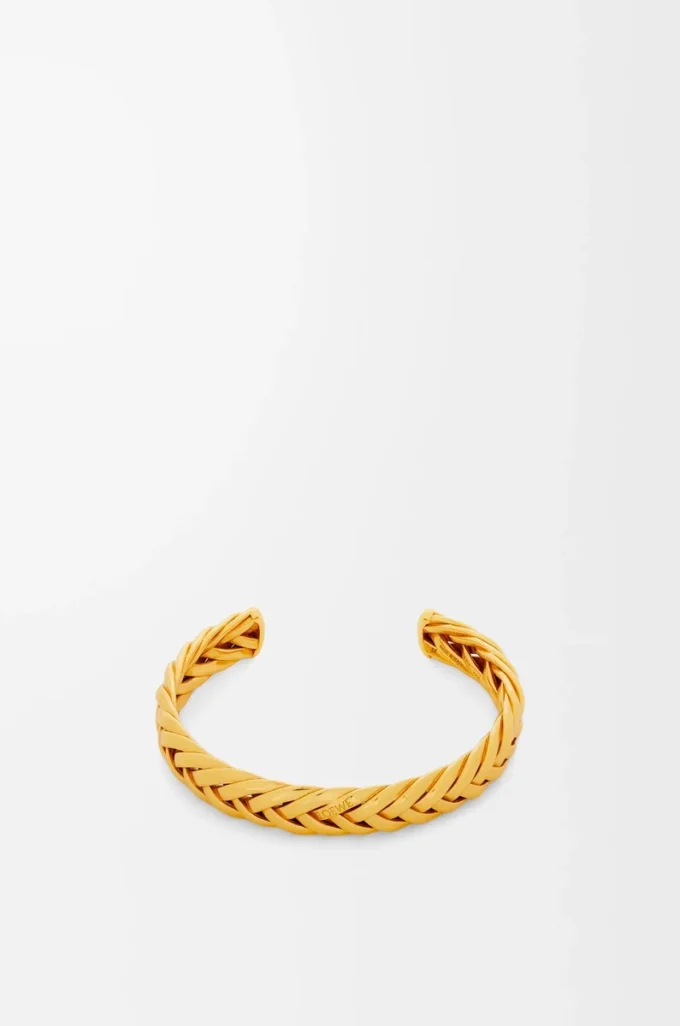 Bracelet fin tressé en argent sterling doré