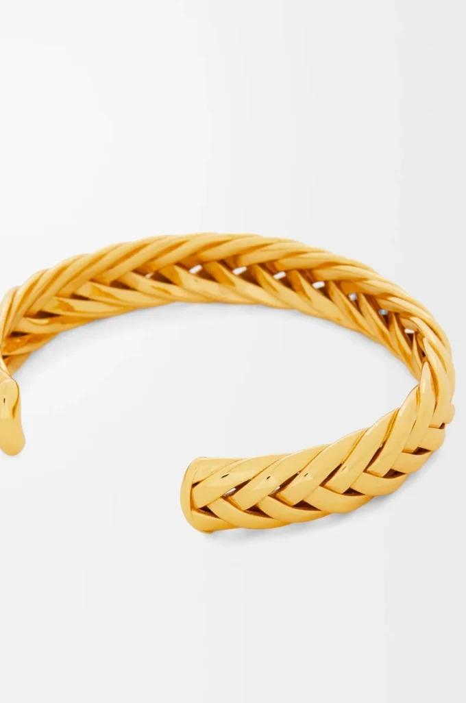 Bracelet fin tressé en argent sterling doré
