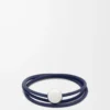 Bracelet Pebble en cuir de veau bleu abysse