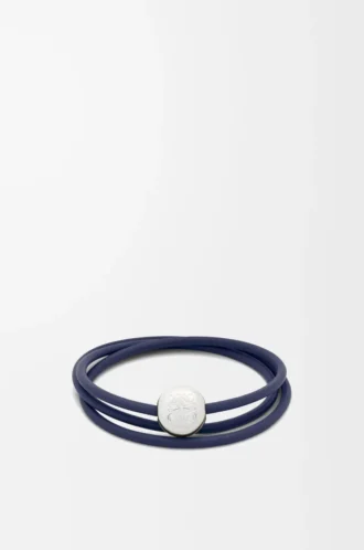 Bracelet Pebble en cuir de veau bleu abysse