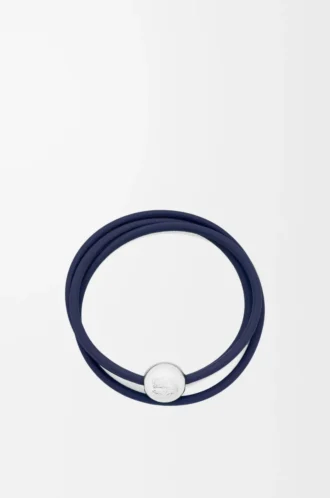 Bracelet Pebble en cuir de veau bleu abysse