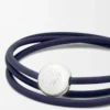 Bracelet Pebble en cuir de veau bleu abysse
