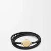 Bracelet Pebble en cuir de veau noir/doré