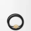 Bracelet Pebble en cuir de veau noir/doré