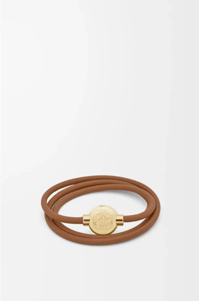 Bracelet Pebble en cuir de veau Warm Desert/Gold