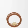 Bracelet Pebble en cuir de veau Warm Desert/Gold