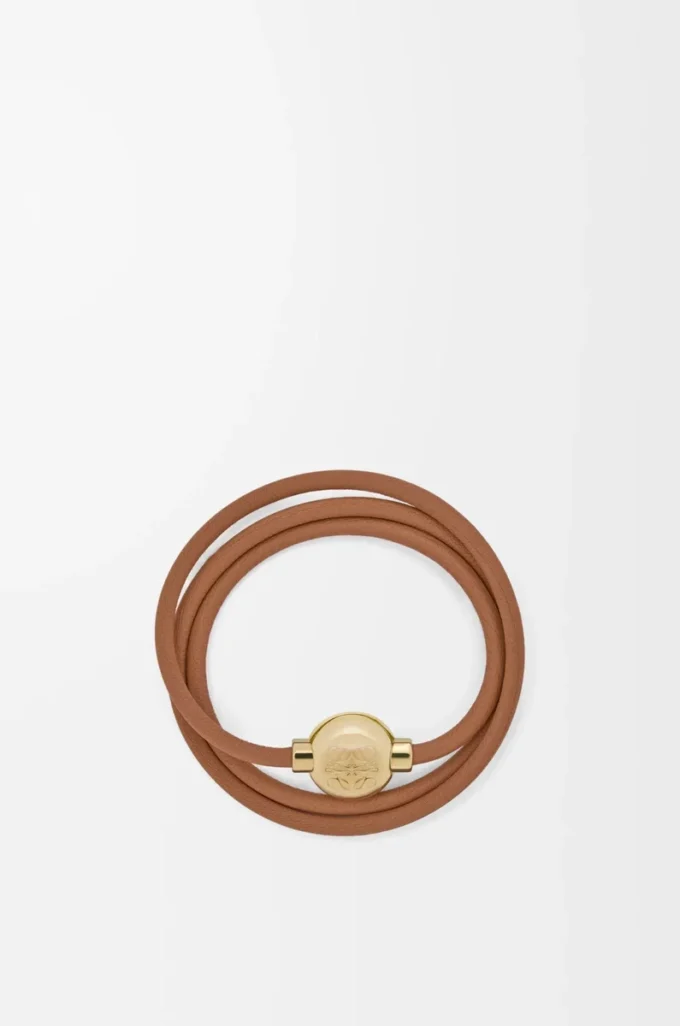 Bracelet Pebble en cuir de veau Warm Desert/Gold