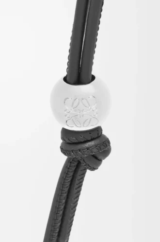 Bracelet personnalisable en cuir de veau classique noir/palladium