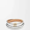 Bracelet rigide Twist en cuir de veau blanc cassé