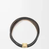 Bracelet rigide Twist en cuir de veau blanc cassé