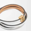 Bracelet rigide Twist en cuir de veau blanc cassé