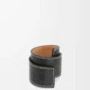 Bracelet slap en cuir de veau noir