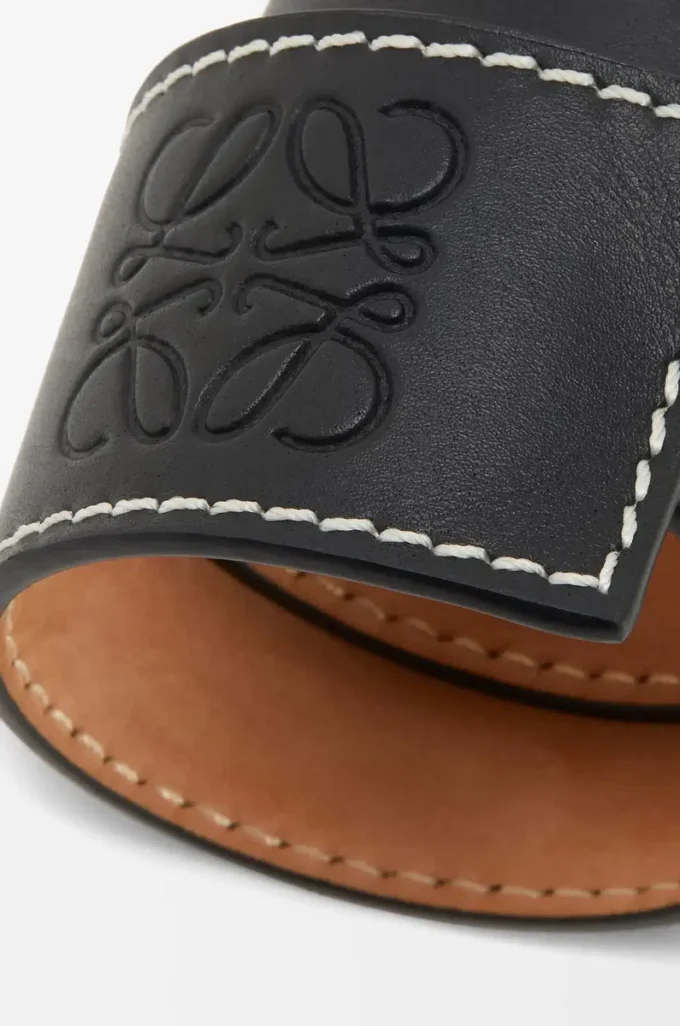 Bracelet slap en cuir de veau noir