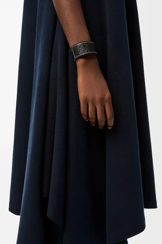 Bracelet slap en cuir de veau noir