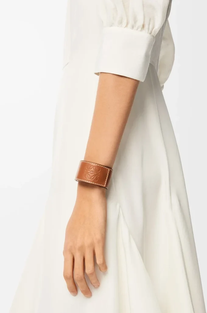Bracelet Slap en cuir de veau Tan