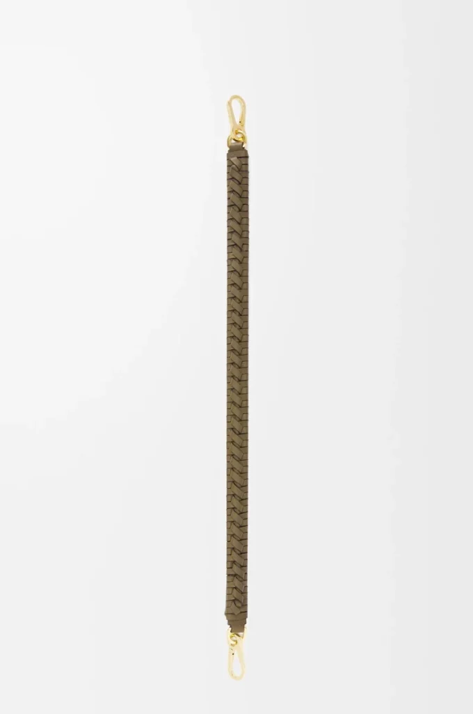 Bracelet spiralé tissé en cuir de veau classique Dark Khaki