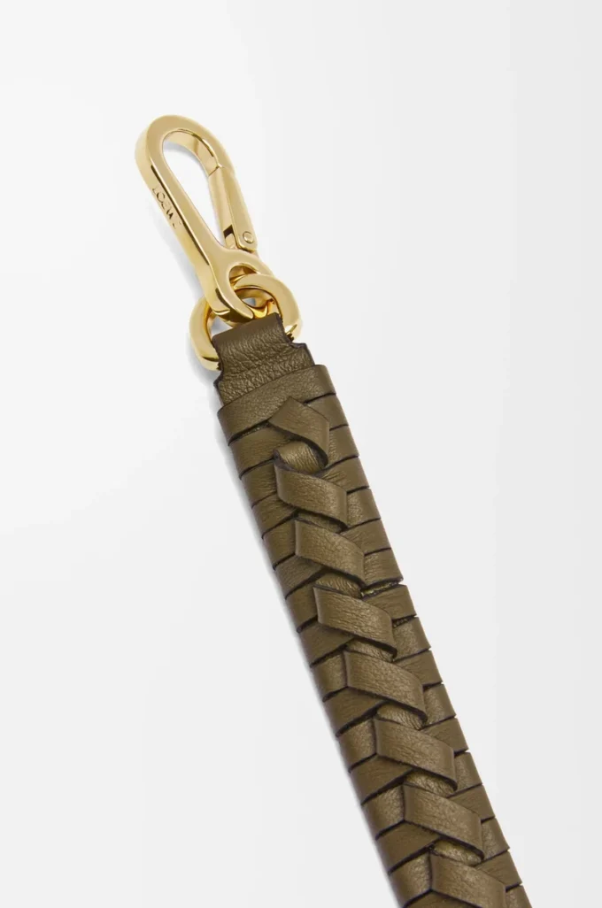 Bracelet spiralé tissé en cuir de veau classique Dark Khaki