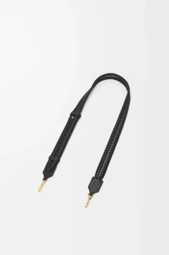 Bracelet tissé en cuir de veau Noir