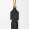 Bracelet tissé en cuir de veau Noir