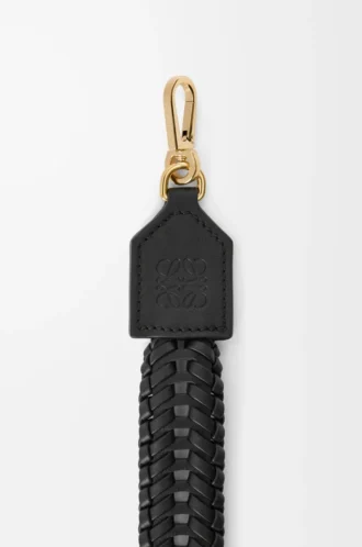 Bracelet tissé en cuir de veau Noir