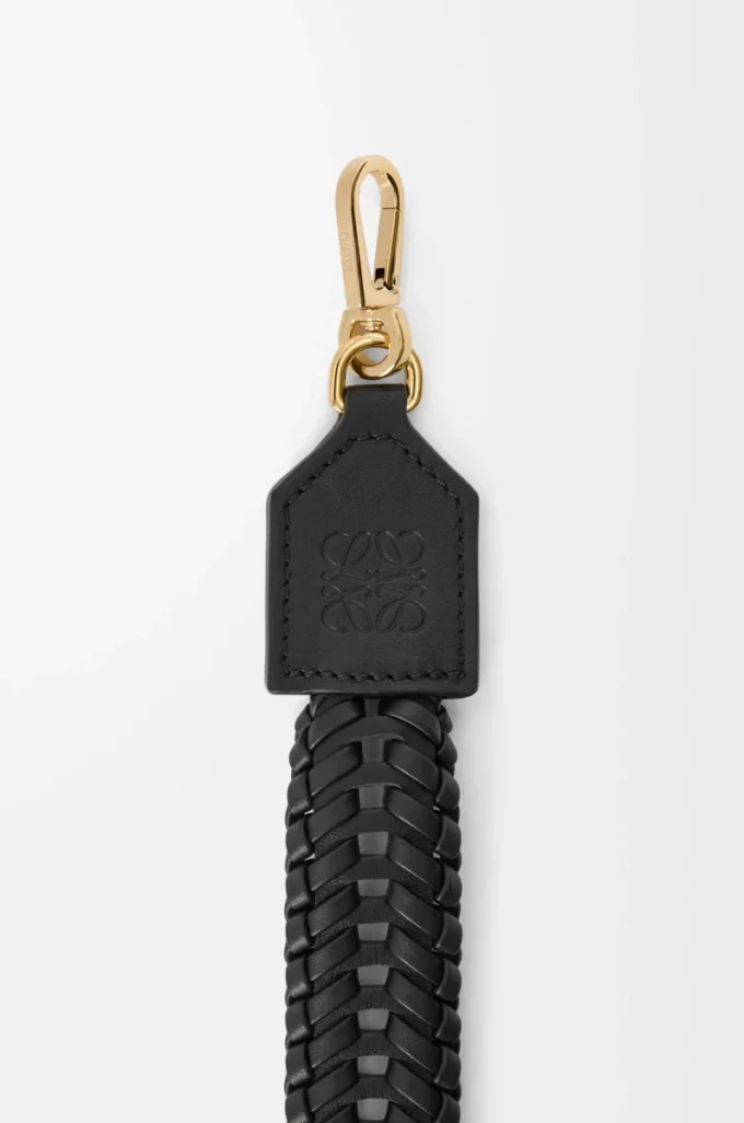 Bracelet tissé en cuir de veau Noir