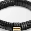 Bracelet tissé en laiton et cuir de veau classique Noir Bracelet tissé en laiton et cuir de veau classique Noir