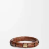 Bracelet tissé en laiton et cuir de veau classique Tan