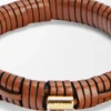Bracelet tissé en laiton et cuir de veau classique Tan