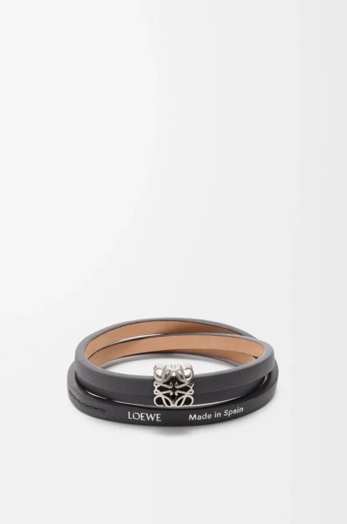 Bracelet torsadé Anagram Bombé en cuir de veau ardoise Bracelet torsadé Anagram Bombé en cuir de veau ardoise