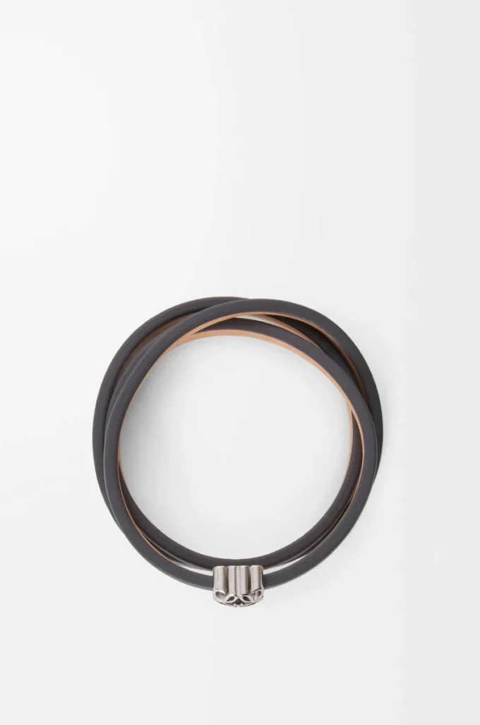 Bracelet torsadé Anagram Bombé en cuir de veau ardoise Bracelet torsadé Anagram Bombé en cuir de veau ardoise
