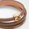 Bracelet torsadé Anagram Bombé en cuir de veau Cocoa