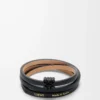 Bracelet torsadé Anagram Bombé en cuir de veau noir