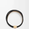 Bracelet torsadé Anagram Bombé en cuir de veau noir