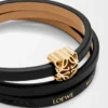Bracelet torsadé Anagram Bombé en cuir de veau noir