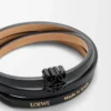 Bracelet torsadé Anagram Bombé en cuir de veau noir