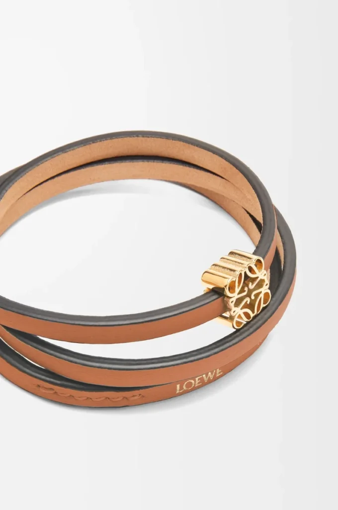 Bracelet torsadé en cuir de veau Tan Bracelet torsadé en cuir de veau Tan