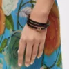 Bracelet Twist en cuir de veau noir Bracelet Twist en cuir de veau noir