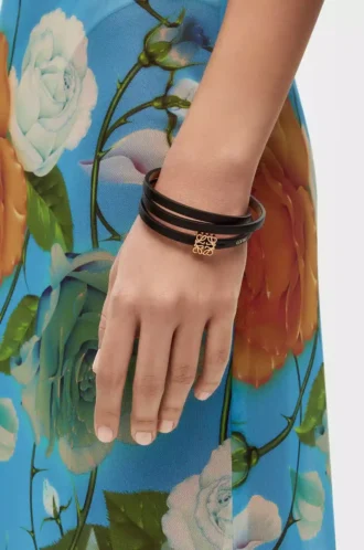 Bracelet Twist en cuir de veau noir