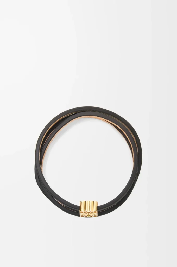 Bracelet Twist en cuir de veau noir Bracelet Twist en cuir de veau noir