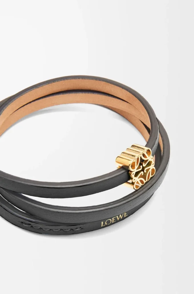 Bracelet Twist en cuir de veau noir Bracelet Twist en cuir de veau noir
